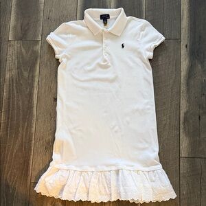Polo by Ralph Lauren White Girls Polo Dress with Navy Pony